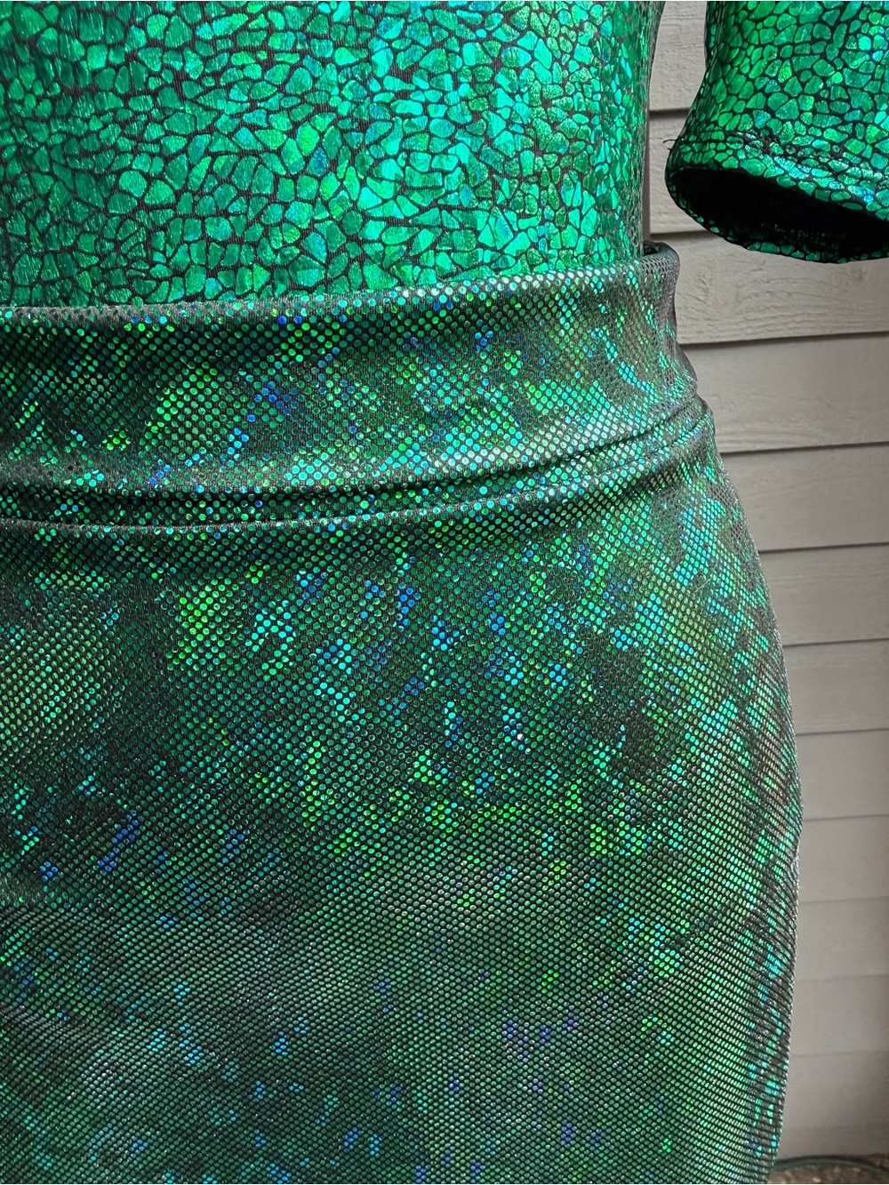 NWOT Lena Quist Emerald Green V-Neck Bodysuit with a Mermaid skirt Size Small - Picture 8 of 11